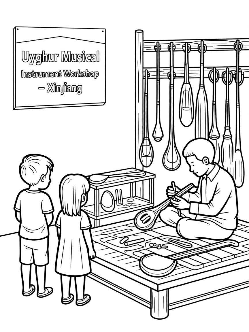 (Xinjiang) Traditional Uyghur musical instrument workshop