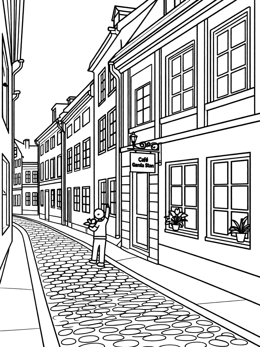Gamla Stan (Old Town Stockholm) cobblestone streets with traditional medieval buildings