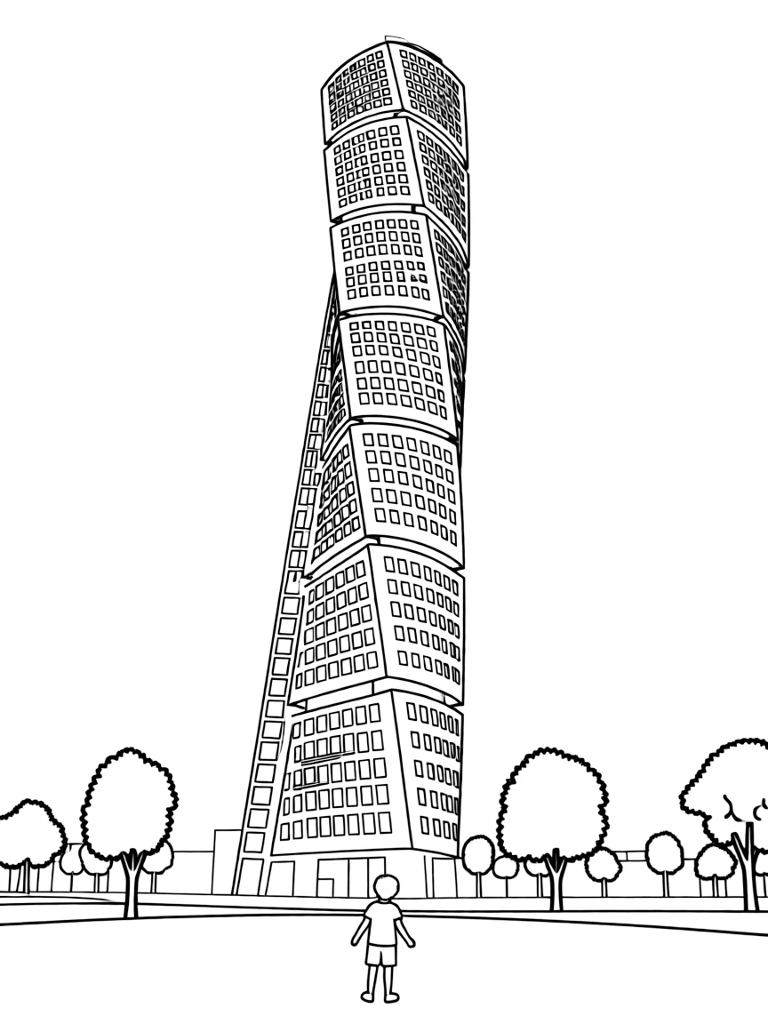 Turning Torso skyscraper in Malmö with its twisted design