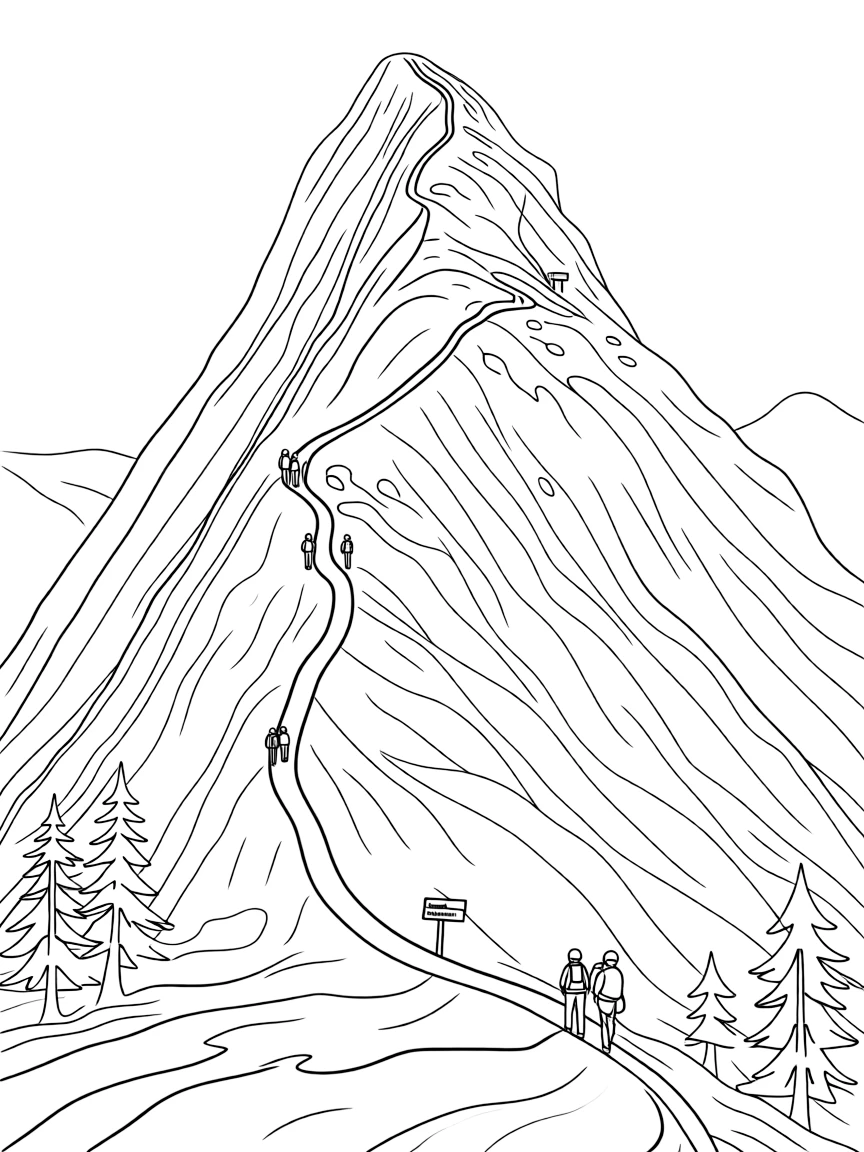 Kebnekaise mountain peak with hiking trails and snow