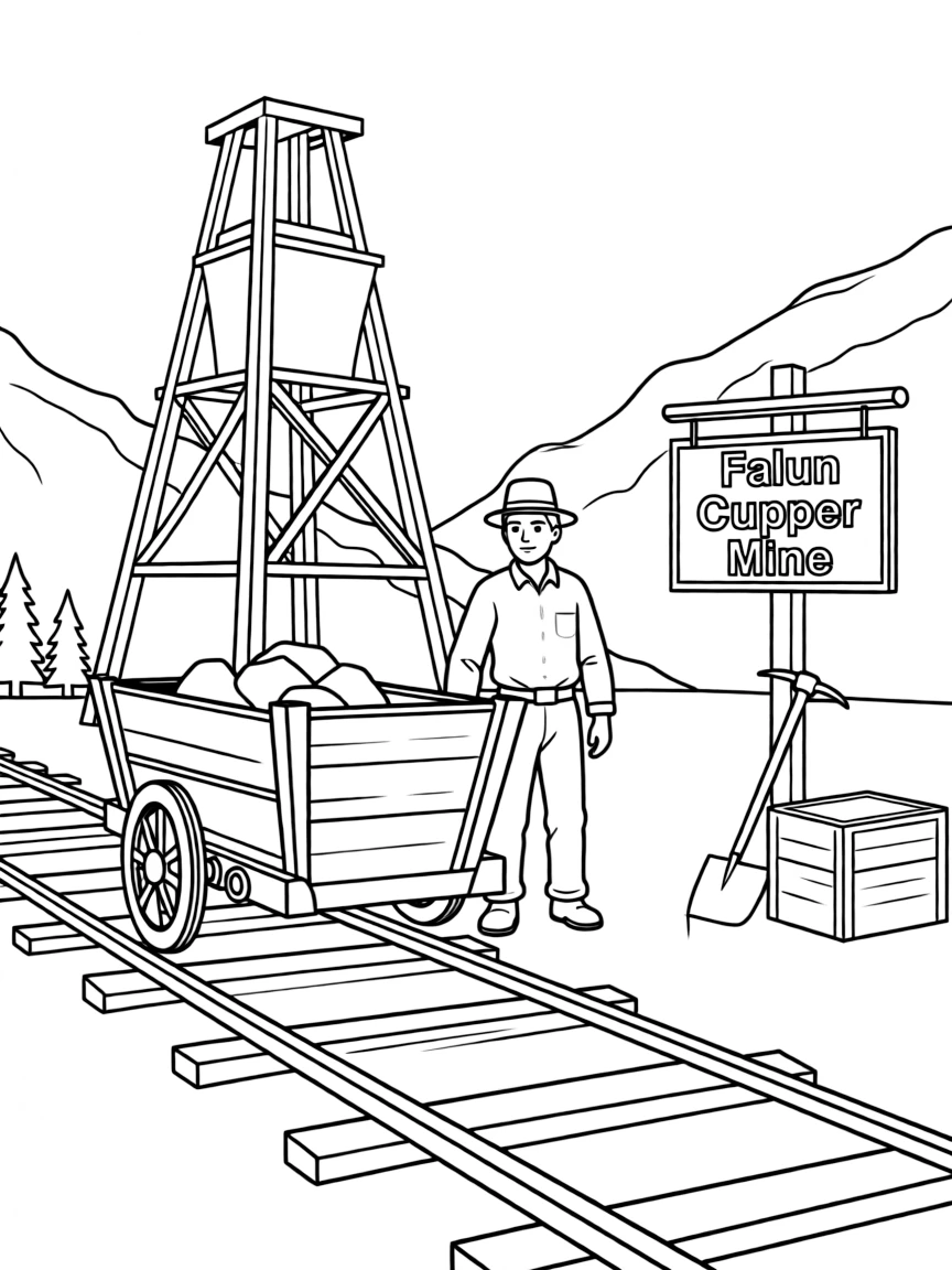 Falun copper mine with historic mining equipment