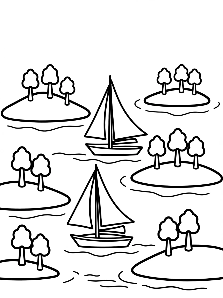 Swedish archipelago with small islands and sailing boats