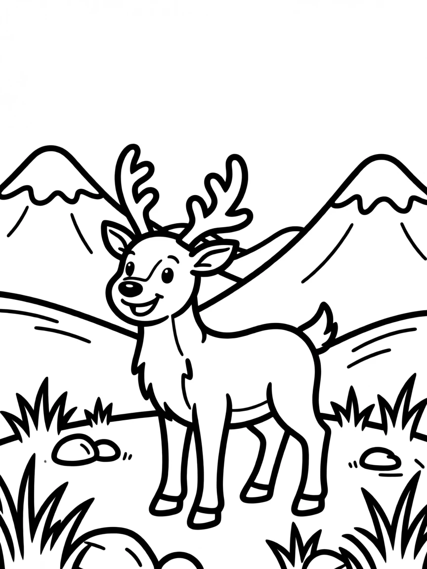 Reindeer in Lapland with mountains in background
