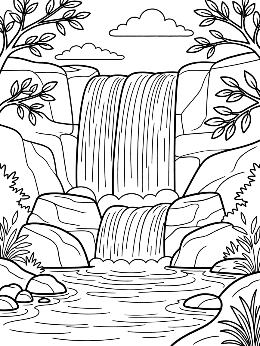 Trollhättan Falls cascading down rocky cliffs