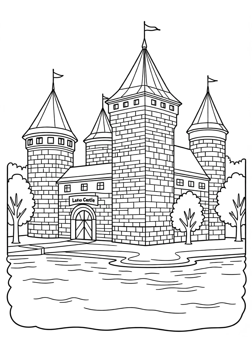 Lacko Castle on Lake Vänern with multiple towers