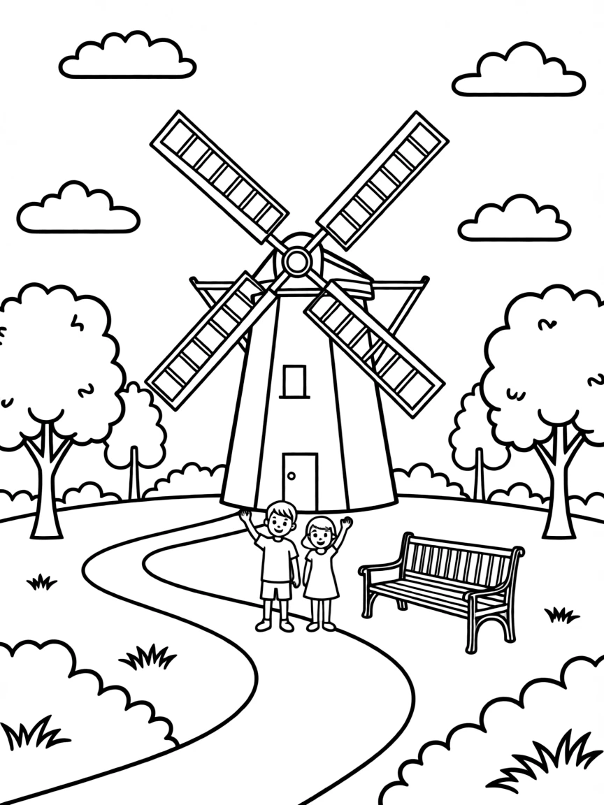 Malmö's old windmill in a park setting