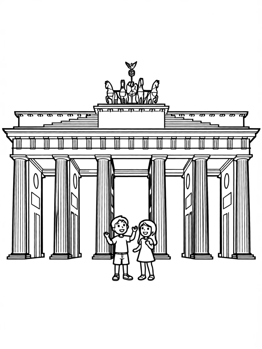 (Germany) Brandenburg Gate with its iconic columns and quadriga sculpture