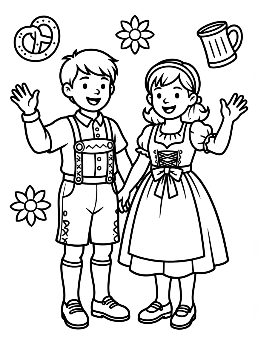 (Germany) Traditional German lederhosen and dirndl clothing