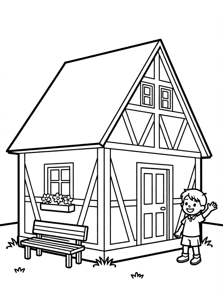 (Germany) Traditional half-timbered house (Fachwerkhaus) with wooden beams