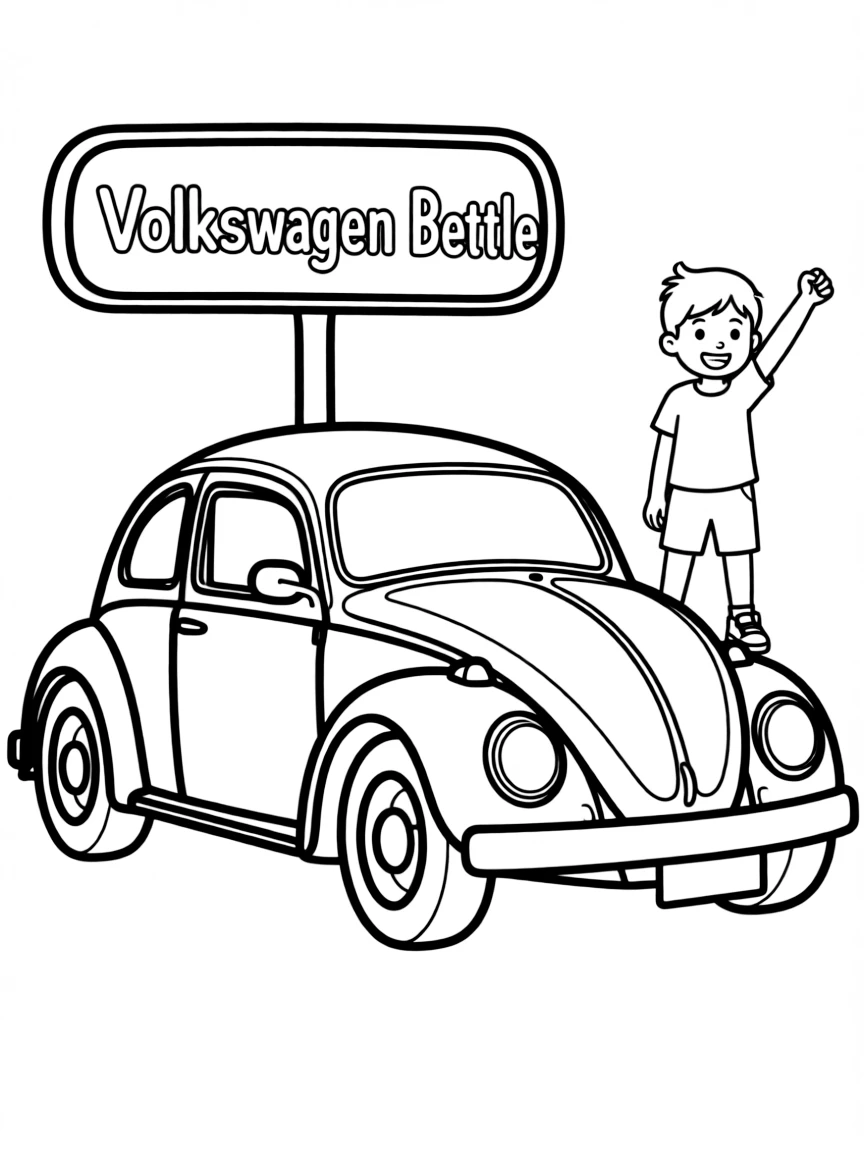 (Germany) Volkswagen Beetle car with simple, rounded design