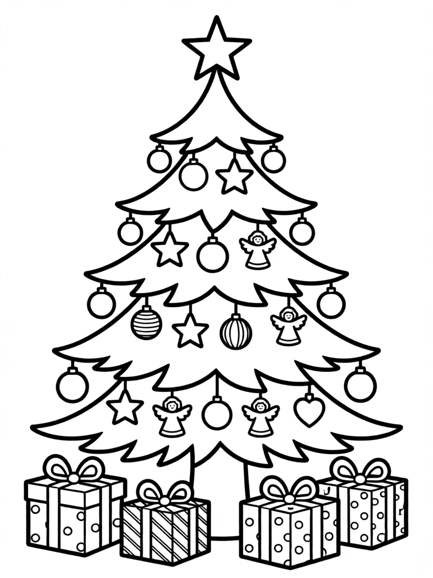 (Germany) Traditional German Christmas tree with ornaments