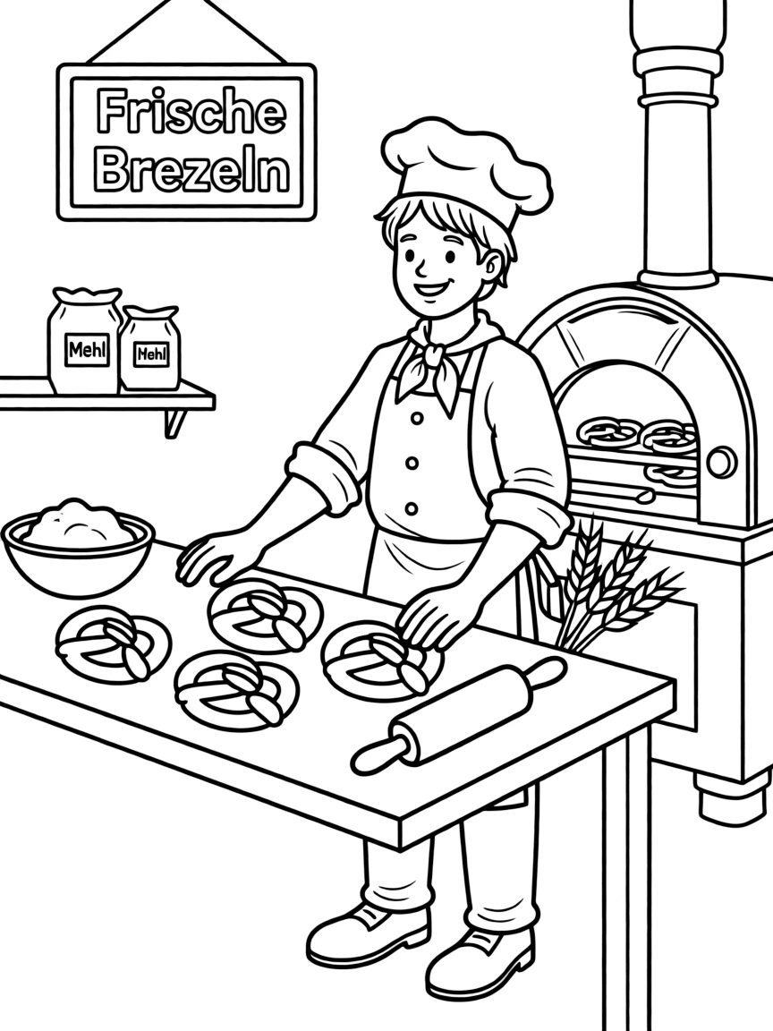 (Germany) German pretzel baker at work
