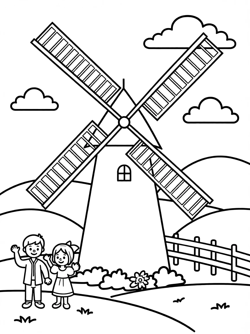 (Germany) Traditional German windmill in countryside