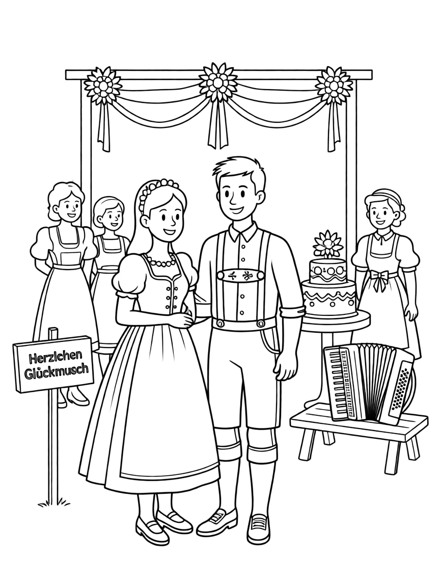 (Germany) Bavarian traditional wedding scene