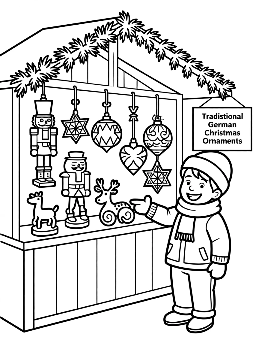 (Germany) Christmas market traditional ornament display