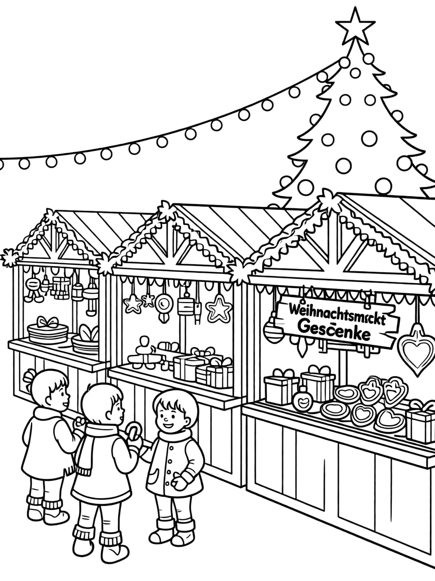 (Germany) Christmas market traditional gift stalls