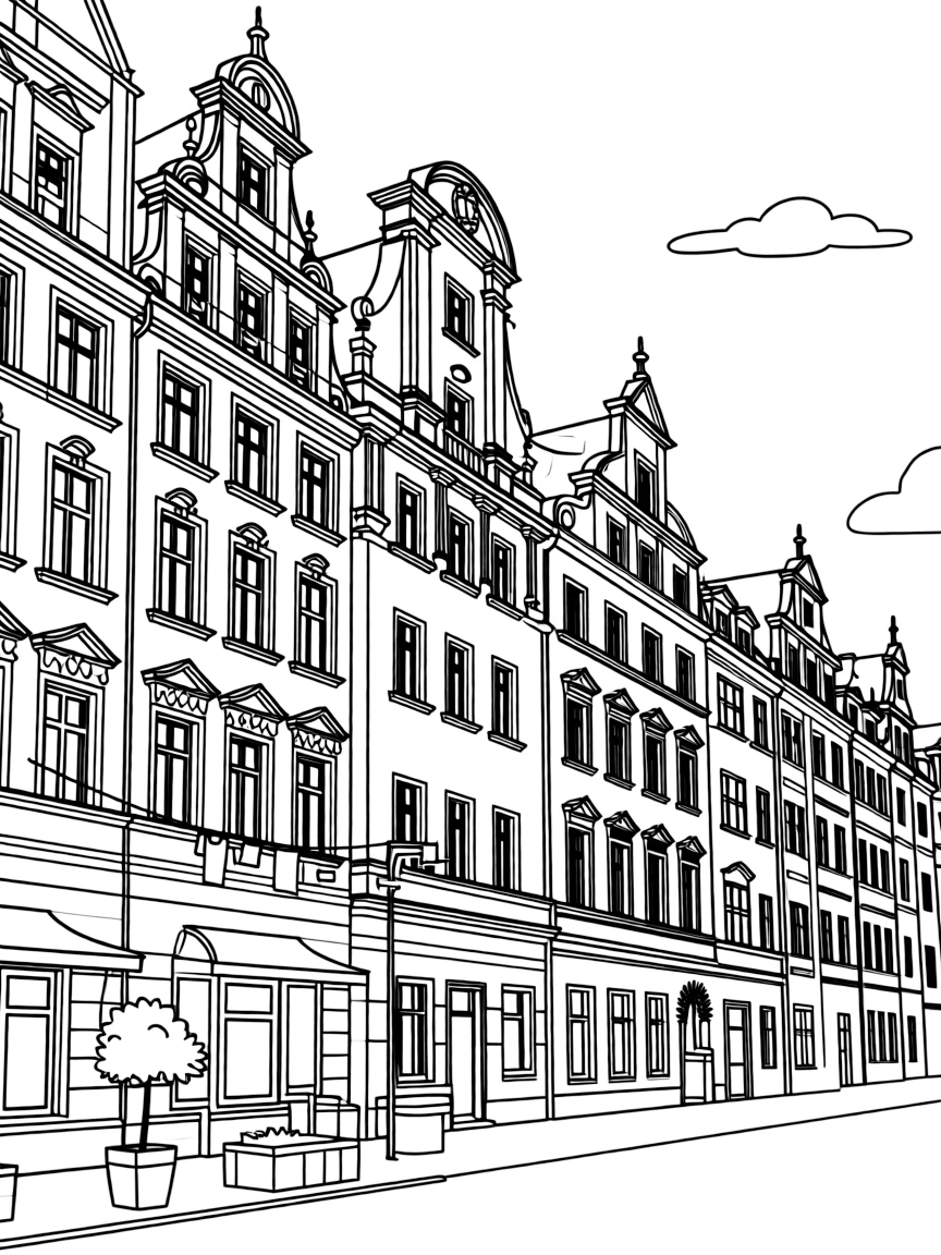 (Poland) The colorful townhouses of Wrocław's Market Square with their ornate facades