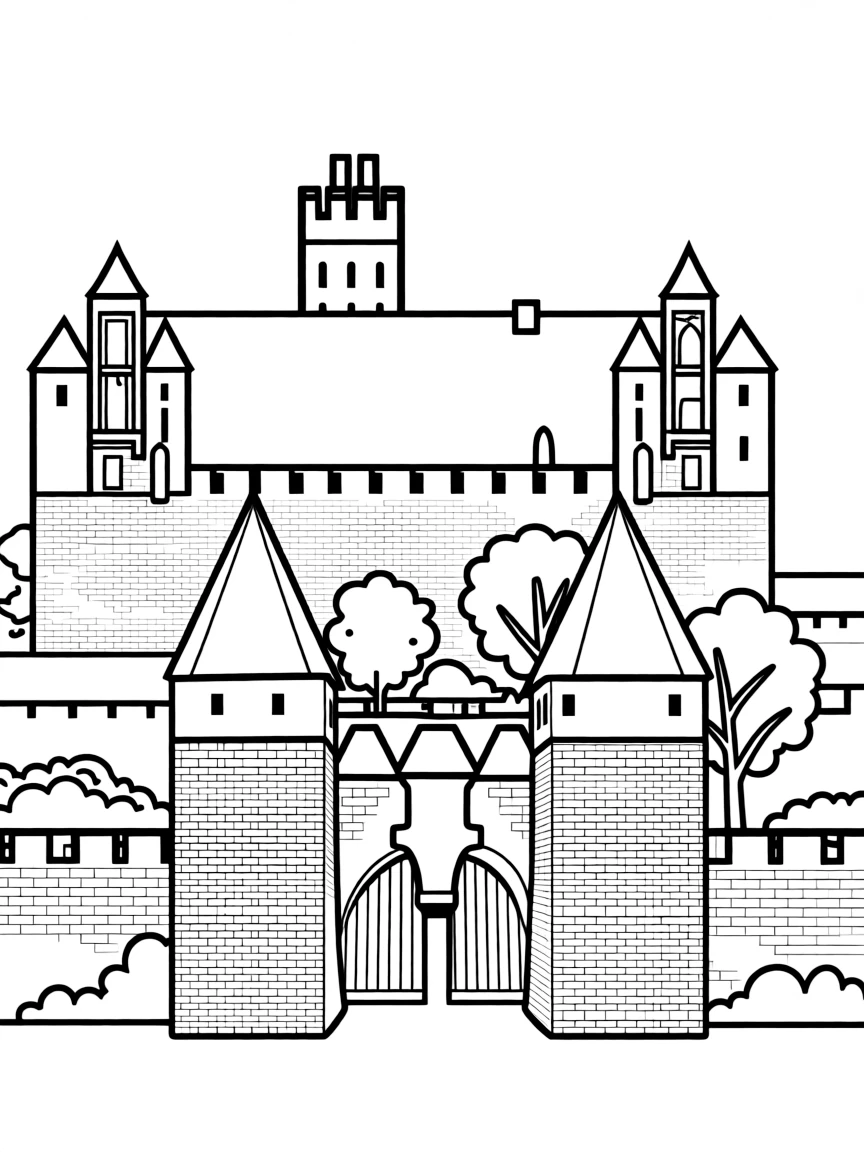 (Poland) Malbork Castle, the largest brick castle in the world, with its fortress walls and towers