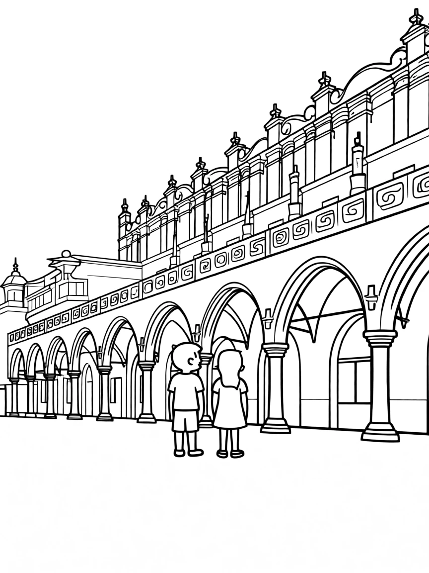 (Poland) The medieval Cloth Hall (Sukiennice) in Krakow's Main Square with its Renaissance arcade
