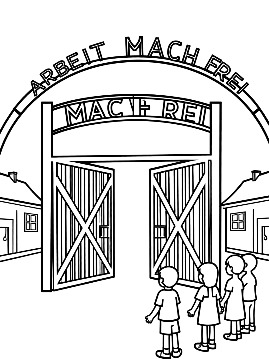 (Poland) The Auschwitz-Birkenau Memorial gates (simplified and age-appropriate)