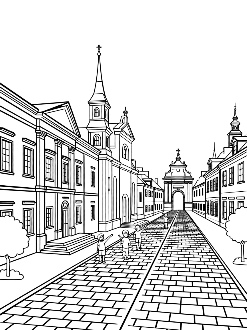 (Poland) The Royal Route in Warsaw with its historic churches and palaces