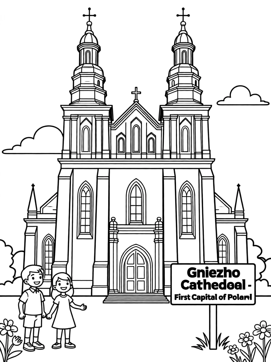(Poland) Gniezno Cathedral, the first capital of Poland, with twin towers