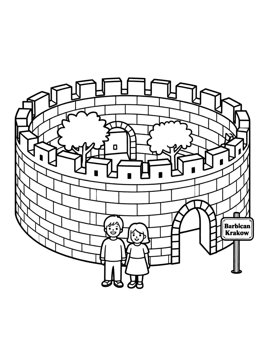 (Poland) The medieval Barbican fortress in Krakow with its circular walls
