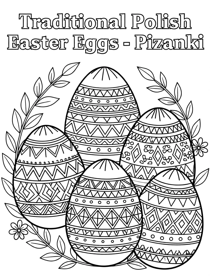 (Poland) Traditional Polish Easter eggs (Pisanki) with intricate geometric designs
