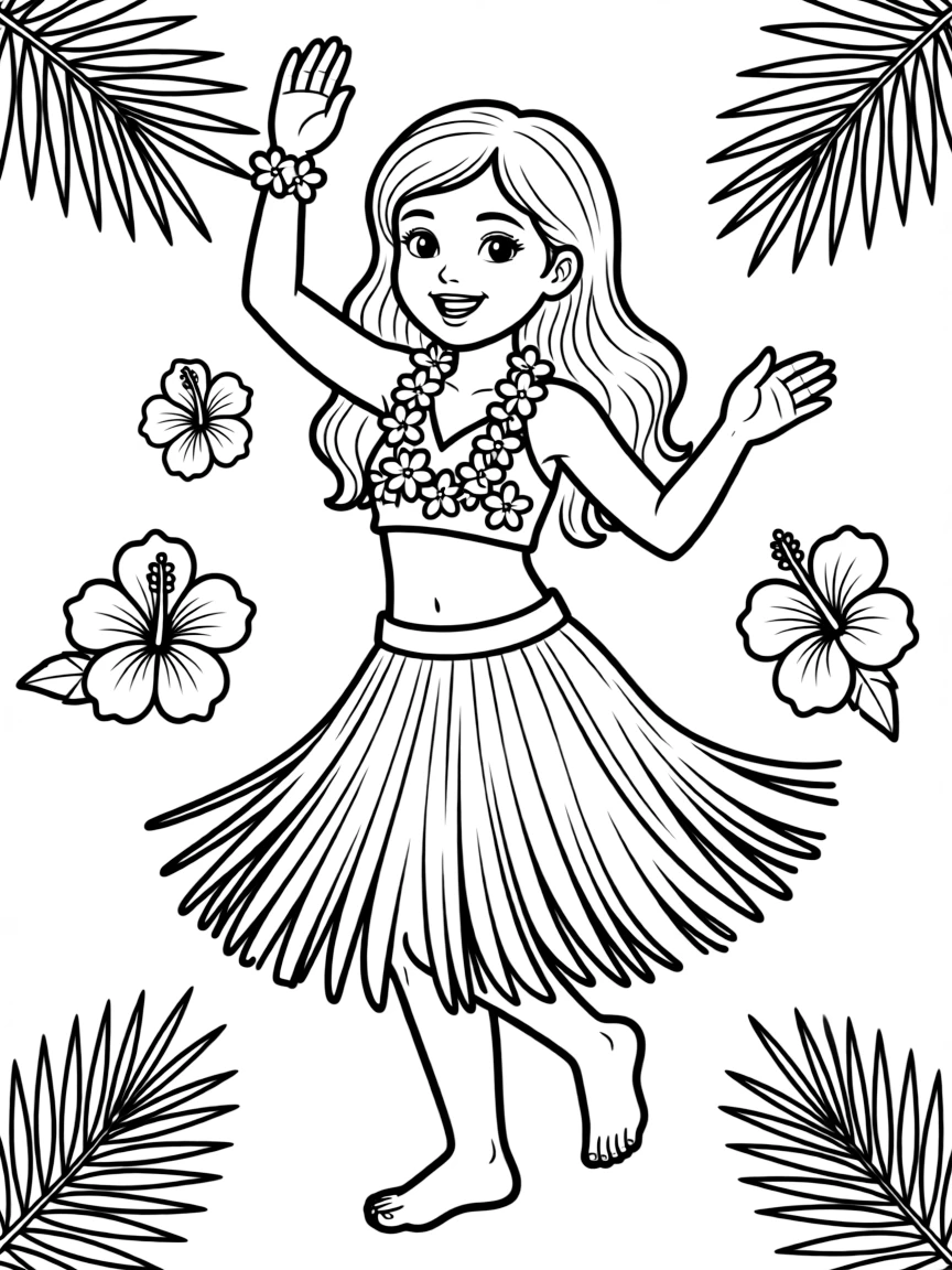 (Hawaii) A happy hula dancer.