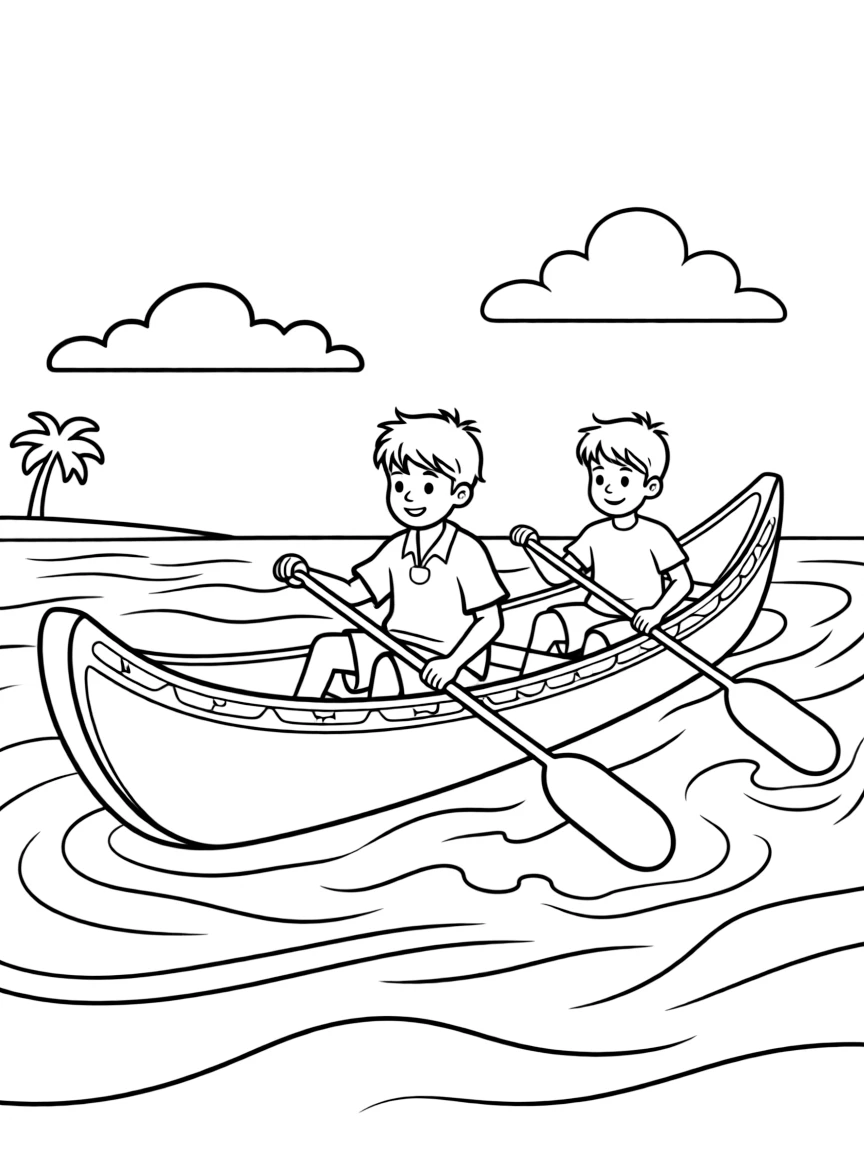 (Hawaii) A canoe on the water.