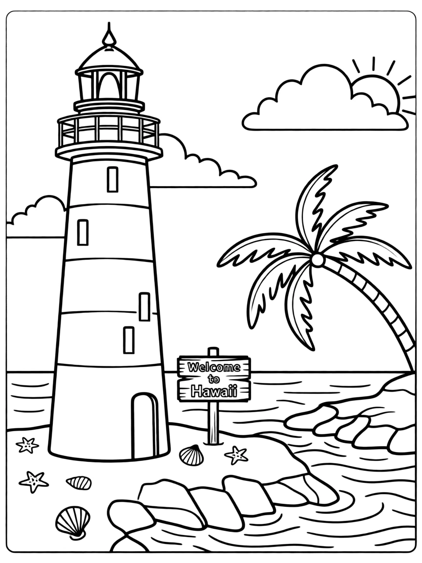 (Hawaii) A lighthouse by the sea.