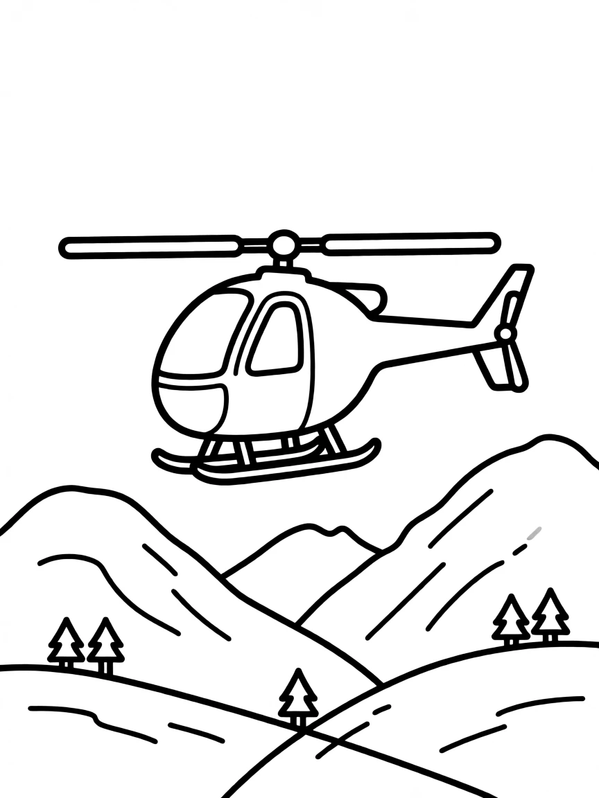 (Hawaii) A helicopter flying over mountains.