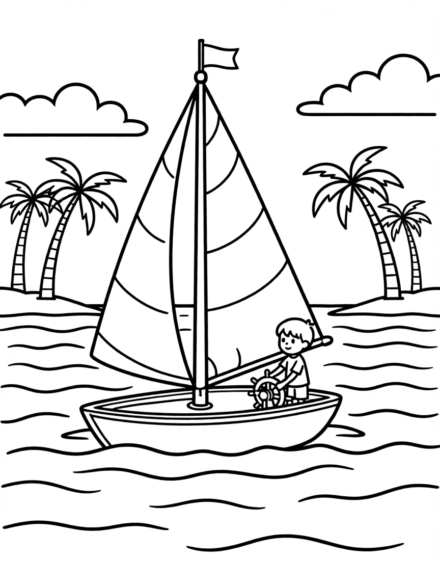 (Hawaii) A sailboat on the ocean.