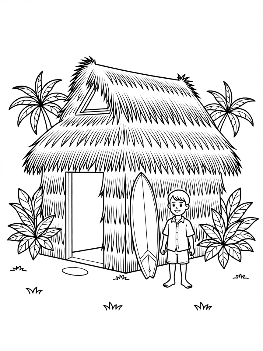 (Hawaii) A small grass hut.