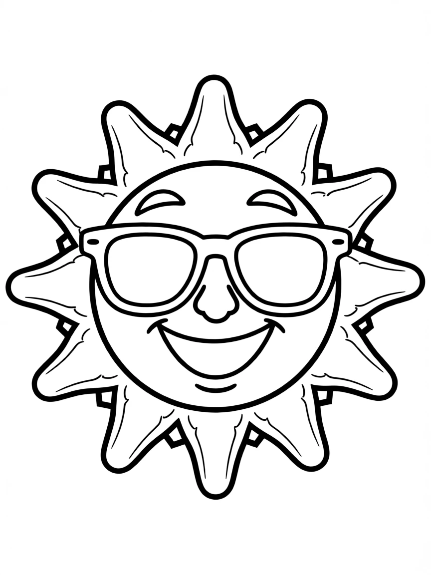 (Hawaii) A happy sun wearing sunglasses.