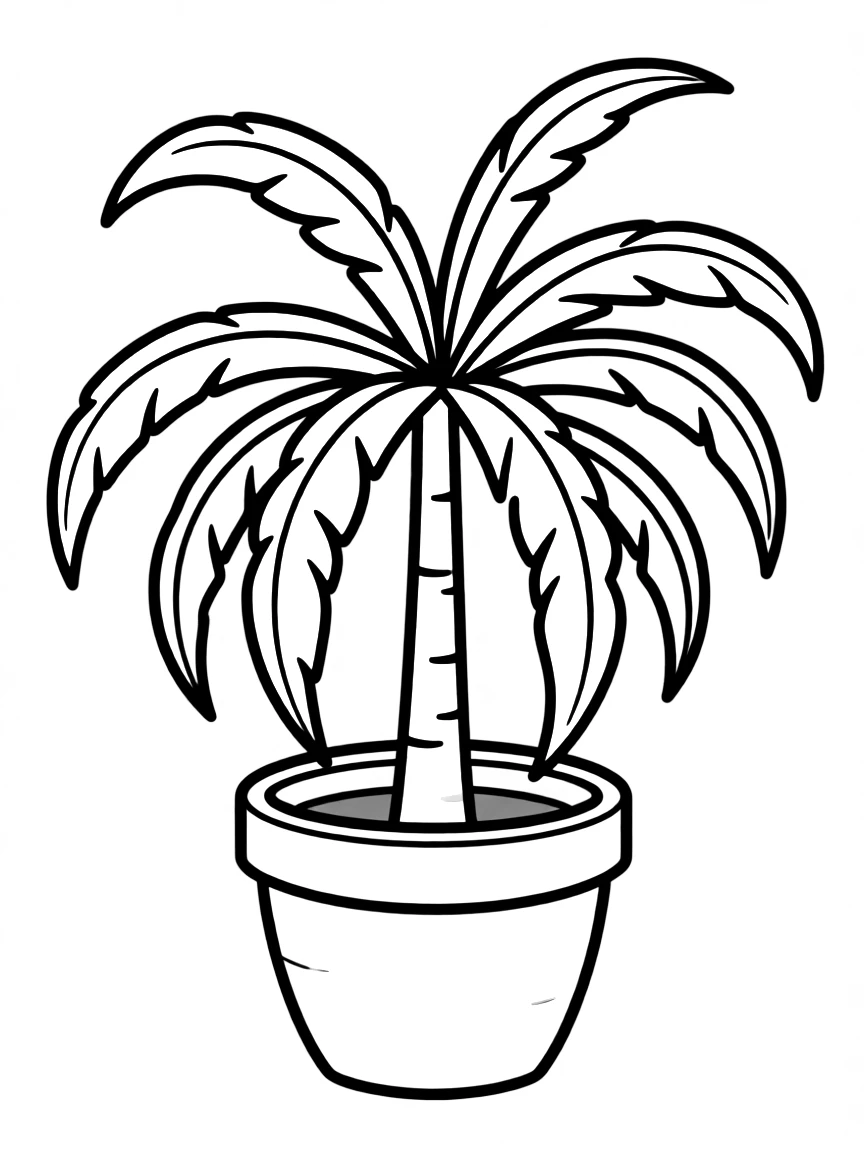 (Hawaii) A small palm tree in a pot.