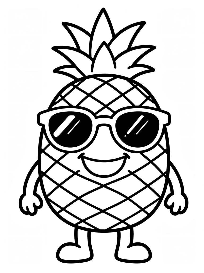 (Hawaii) A pineapple wearing sunglasses.
