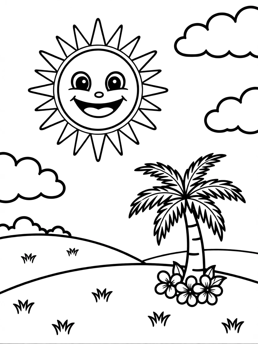 (Hawaii) A smiling sun in the sky.