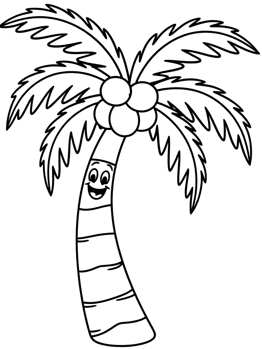 (Hawaii) A happy palm tree with coconuts.