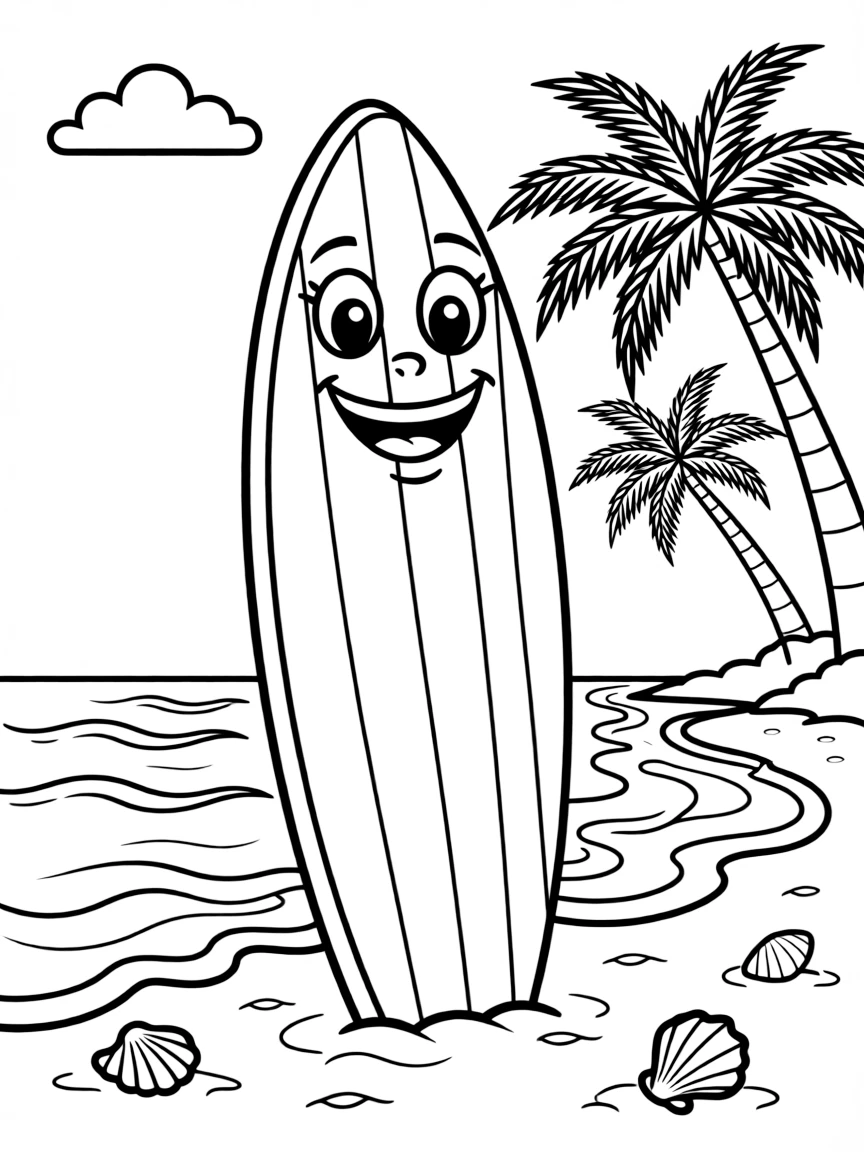 (Hawaii) A happy surfboard.