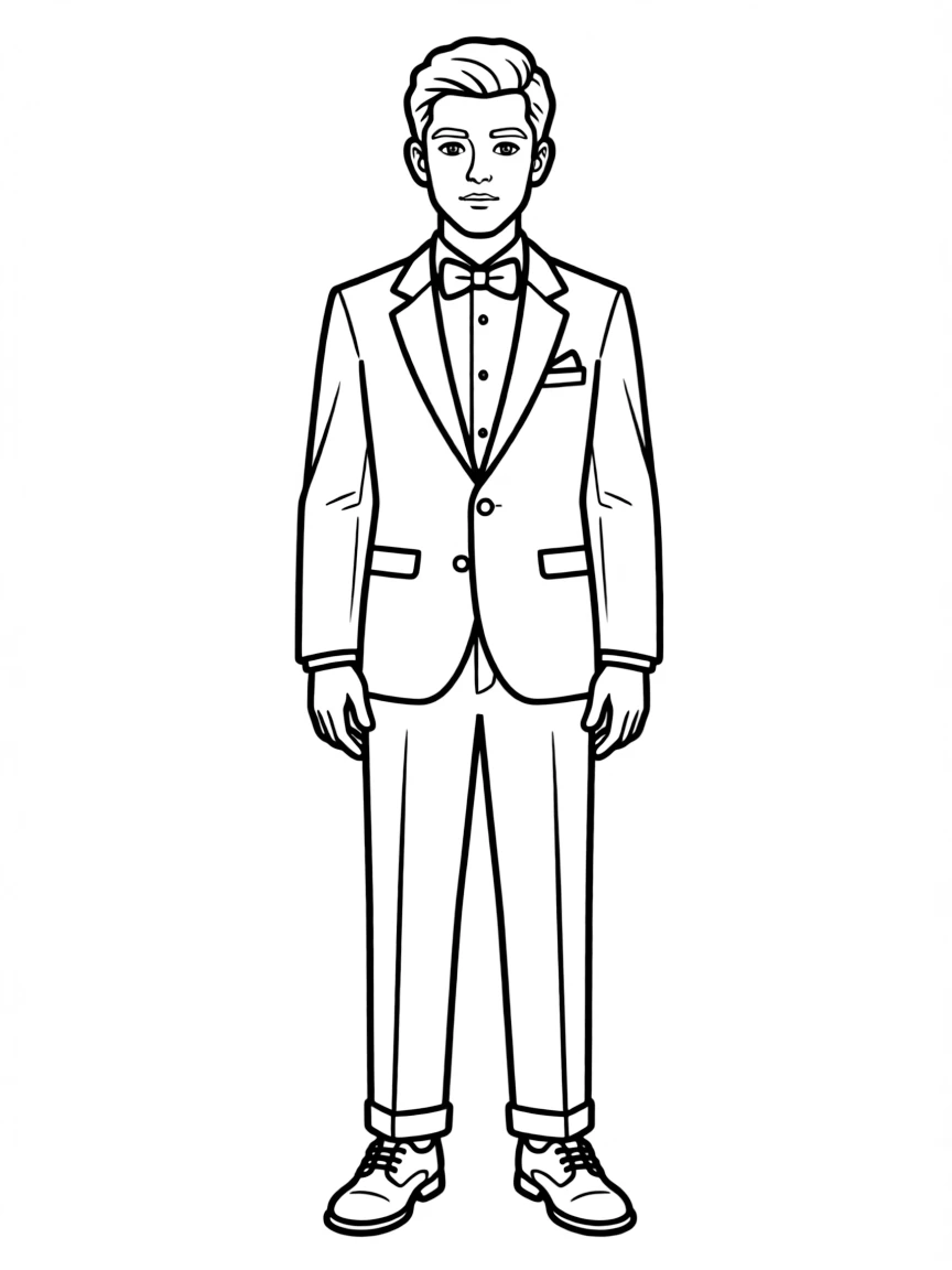 A groom in a tuxedo with a bow tie