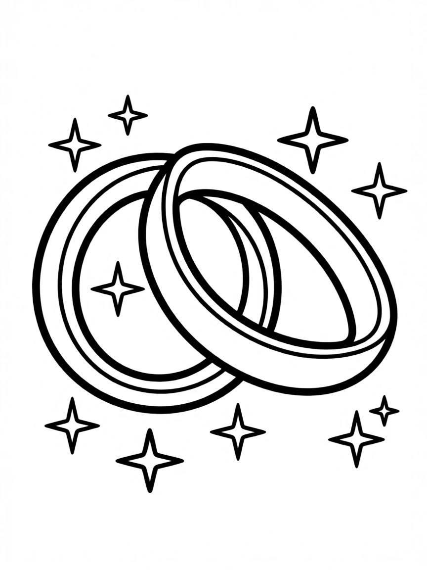 A pair of wedding rings with sparkles