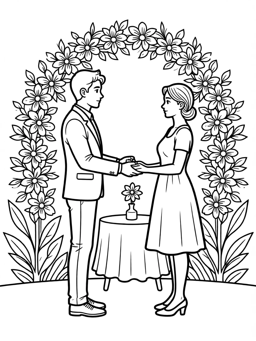 A couple exchanging vows