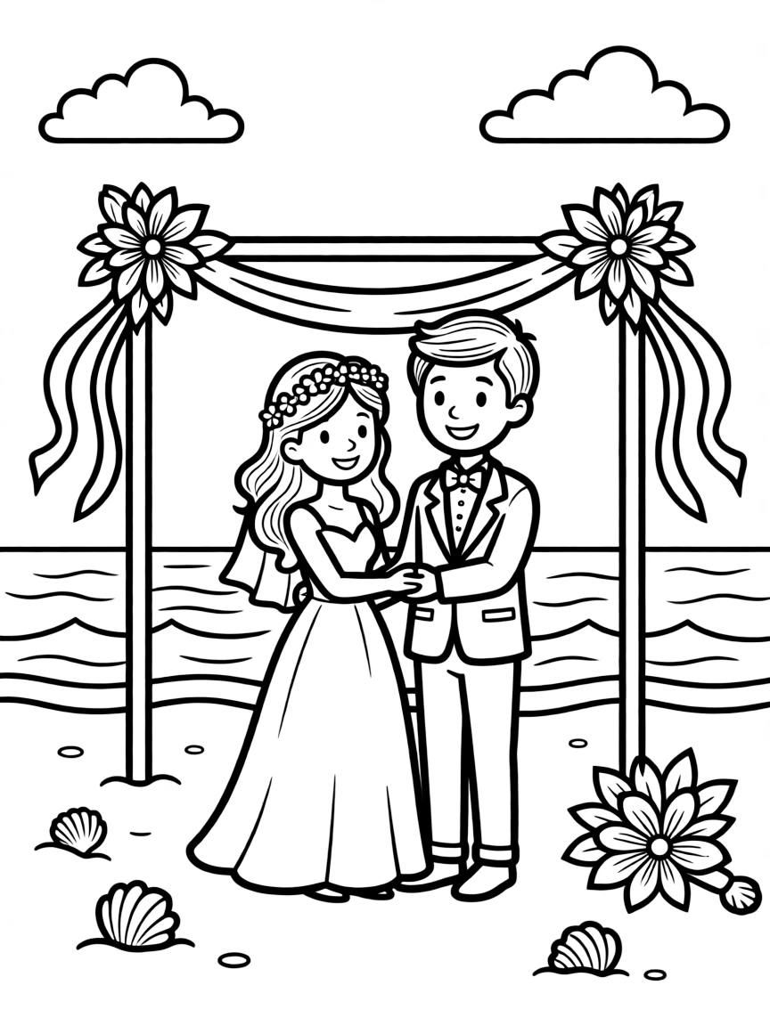 A couple on a beach wedding