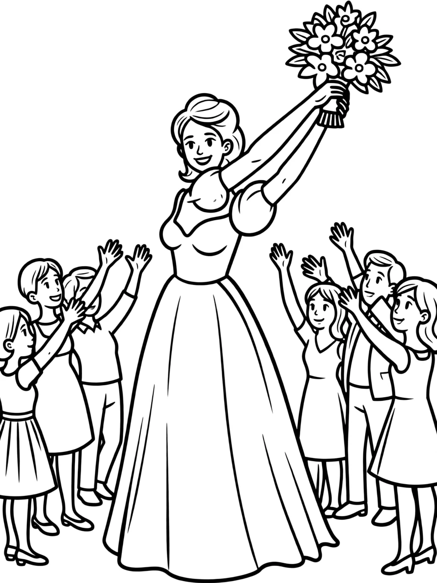 A bride tossing her bouquet