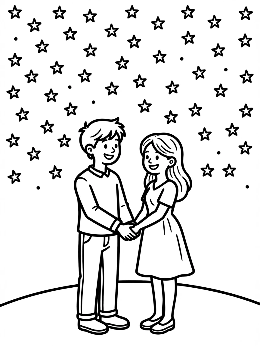 A couple under a starry sky