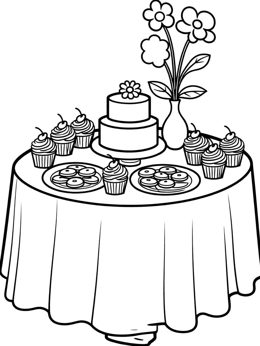 A wedding table with desserts and cupcakes