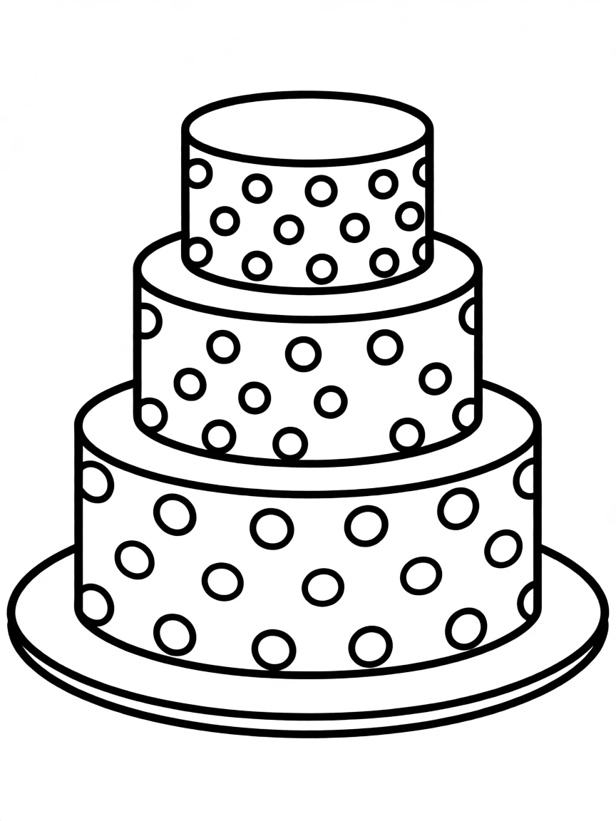 A tiered wedding cake with polka dots
