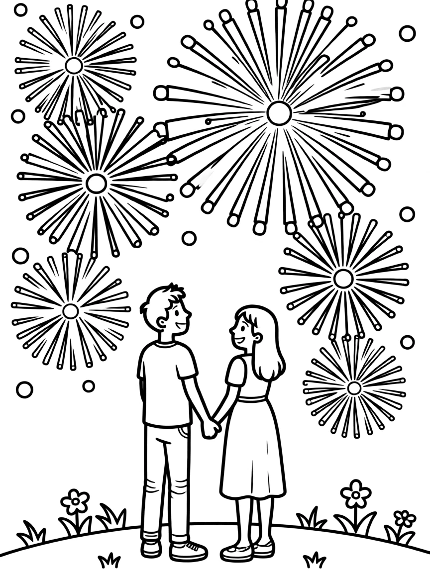 A couple watching fireworks