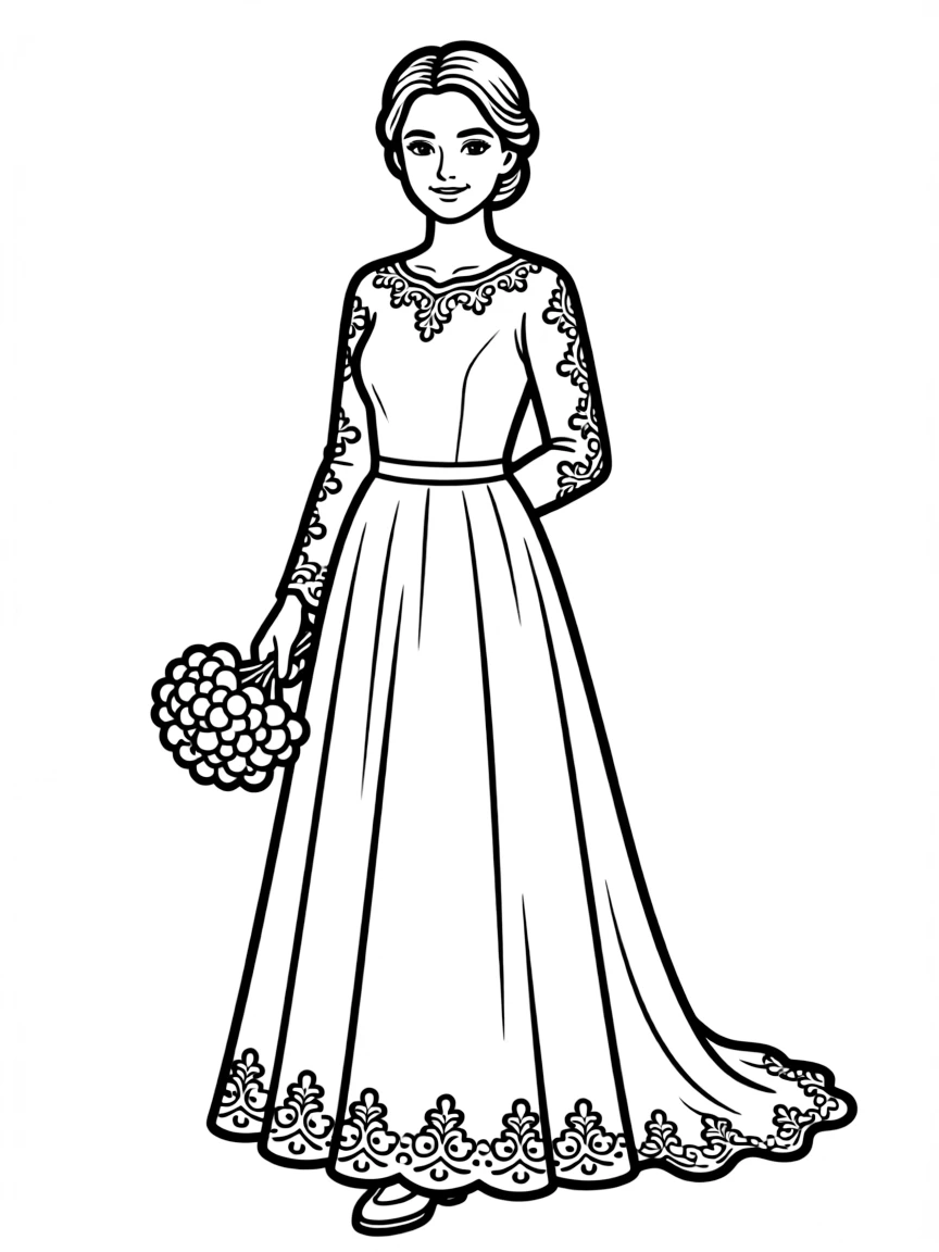 A wedding dress with lace patterns